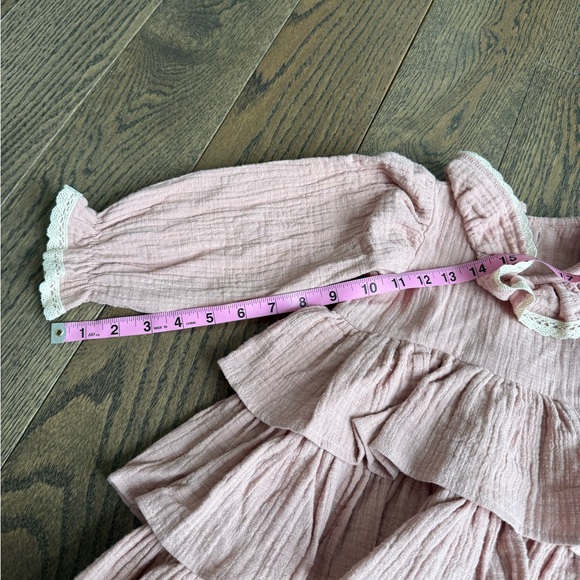 Pink Ruffled Kids Dress custom handmade in poland 100% organic cotton 2T 18-24 m - Picture 2 of 14